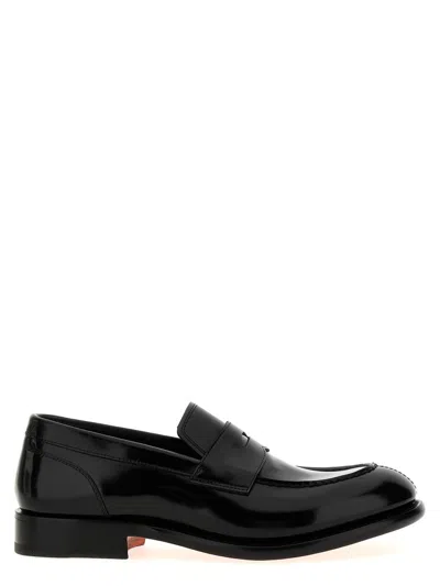 Santoni Leather Loafers In Black