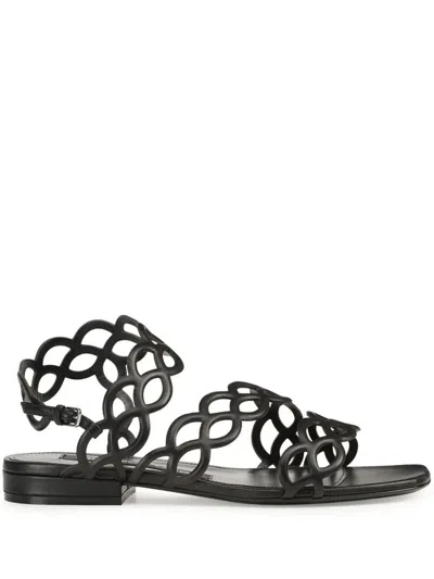 Sergio Rossi Sr Mermaid Leather Sandals In Black