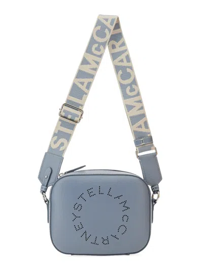 Stella Mccartney Mini Camera Bag With Logo In Baby Blue