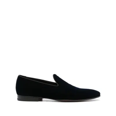 Tagliatore Slip-on Velvet Loafers In Blue