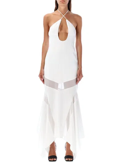 Attico The  Saskia Midi Dress In White