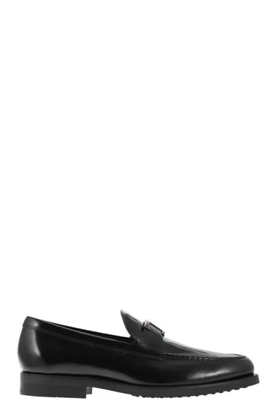 Tod's Timeless Leather Loafer T In Black