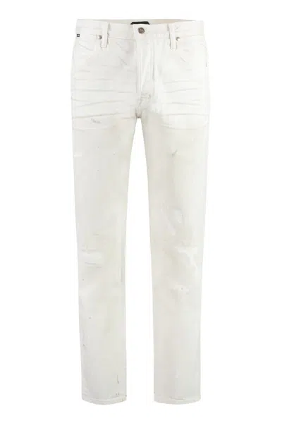 Tom Ford 5-pocket Straight-leg Jeans In White