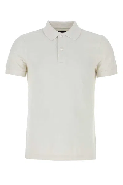 Tom Ford Viscose Silk Textured Polo In White