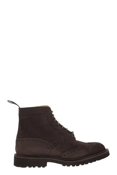 Tricker's Stow - Suede Laced Boot In Coffee