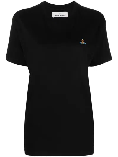 Vivienne Westwood Multicolor Orb T-shirt Clothing In Black