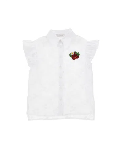 Monnalisa Kids' Broderie-anglaise Shirt In White
