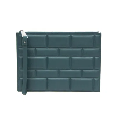 Bottega Veneta Green Leather Clutch Bag ()