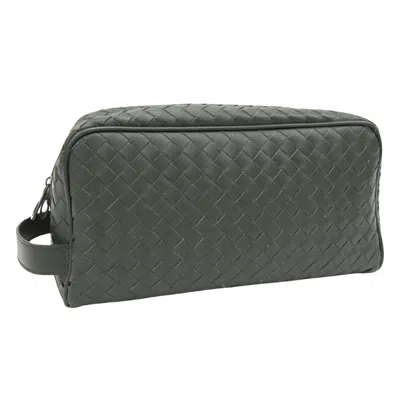 Bottega Veneta Intrecciato Khaki Leather Clutch Bag () In Gray