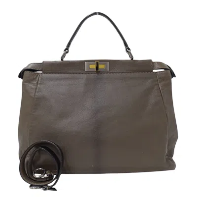Fendi Peekaboo Brown Leather Shoulder Bag ()
