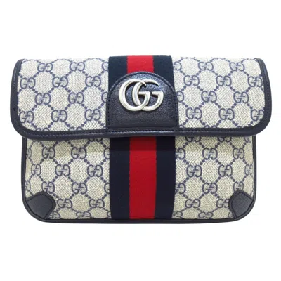 Gucci Ophidia Brown Canvas Clutch Bag ()