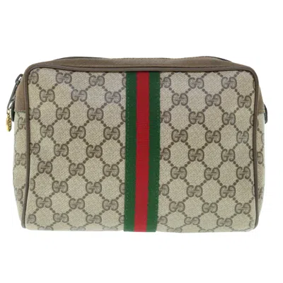 Gucci Sherry Beige Canvas Clutch Bag () In Blue