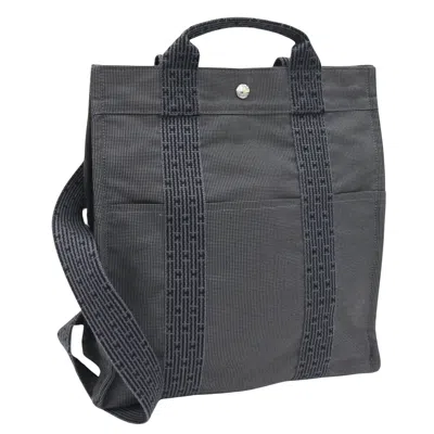 Hermes Hermès Herline Grey Canvas Backpack Bag () In Black