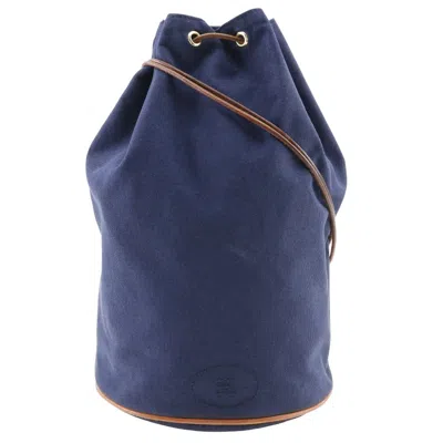 Hermes Hermès Polochon Blue Cotton Backpack Bag ()