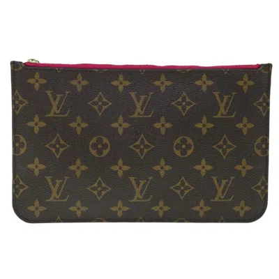 Pre-owned Louis Vuitton Neverfull Pouch Brown Canvas Clutch Bag ()