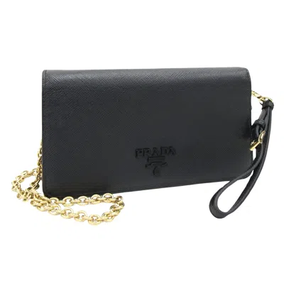 Prada Leather Clutch Bag () In Black