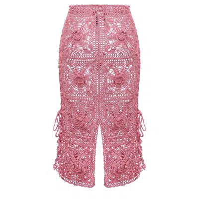 Andreeva Dust Rose Handmade Crochet Skirt In Pink