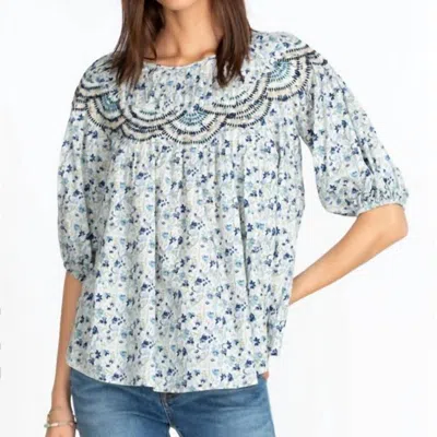 Johnny Was Floral Tatiana Top In Peasant In Blue