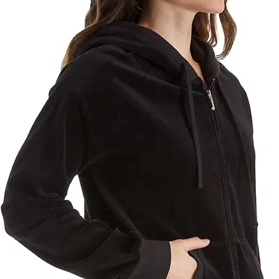 Juicy Couture Beachwood Solid Velour Hoodie Jacket In Black