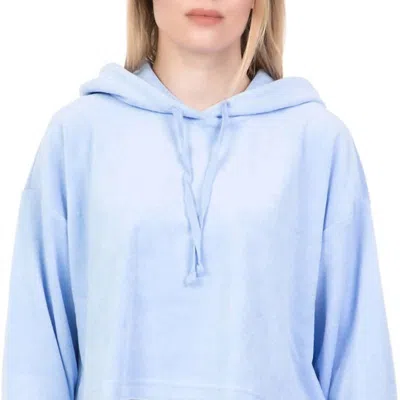 Juicy Couture Terry Cropped Long Sleeve Hoodie In Light Blue
