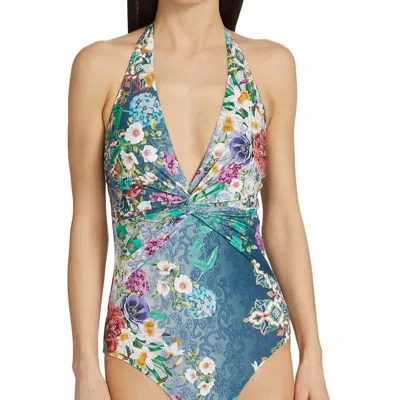 Johnny Was Sady Halterneck One Piece Swimsuit In Multi In Blue