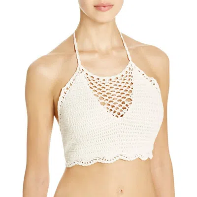 Minkpink Dreamweaver Crochet Crop Bikini Top In White