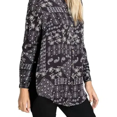 Johnny Was Cordelia Velvet Embroidered Bach Shirt In Multi In Black