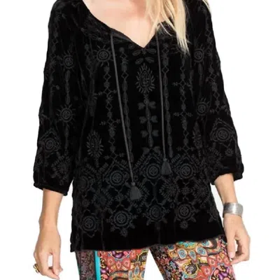 Johnny Was Althea Velvet Peasant Blouse In Black