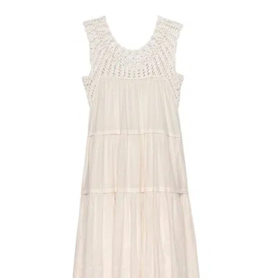 The Great The Soleil Crochet-trimmed Tiered Cotton-voile Maxi Dress In White
