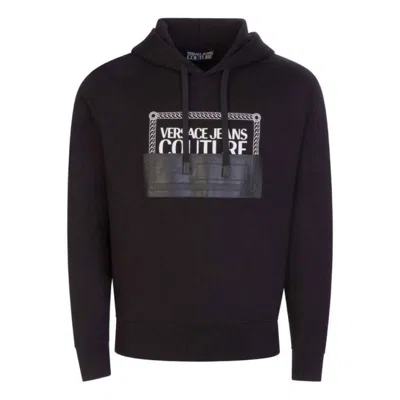 Versace Men Logo Hooded Sweatshirt In Black