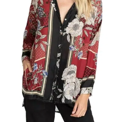 Johnny Was Crane Mallory Button Down Shirt In Multi In Red