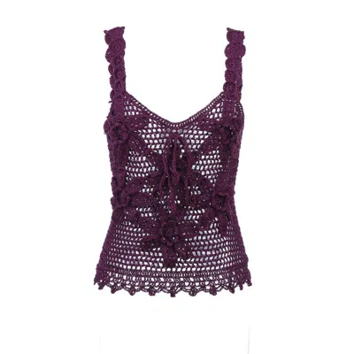 Andreeva Violet Handmade Crochet Top In Purple