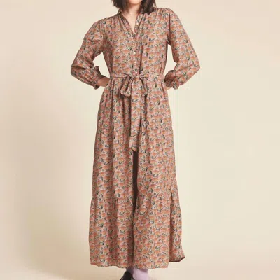 Trovata Martina Dress In Fan Flower In Brown