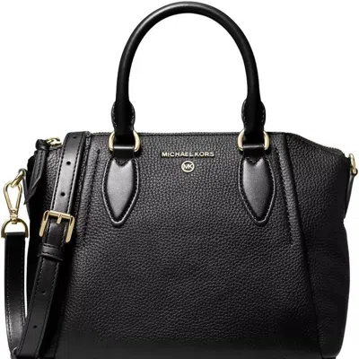 Michael Kors Sienna Medium Satchel Black Pebbled Leather Bag