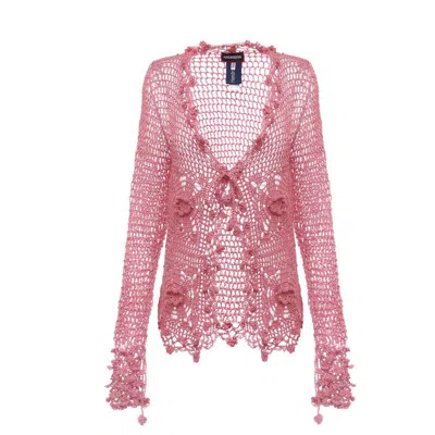 Andreeva Dust Rose Handmade Crochet Shirt In Pink