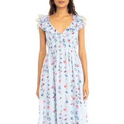 Banjanan Maya Womens Ruffled Long Sundress In Blue