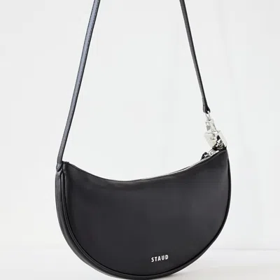 Staud Walker Leather Medium Shoulder Bag In Black