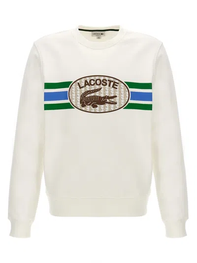 Lacoste Logo Print Sweatshirt In White