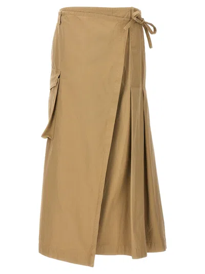 Dries Van Noten Skilt Long Skirt In Beige