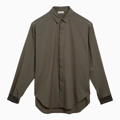 Fear Of God Cotton And Wool Oxford Shirt Olive Men In Multicolor