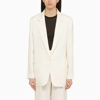 The Row Single-breasted White Linen Jacket