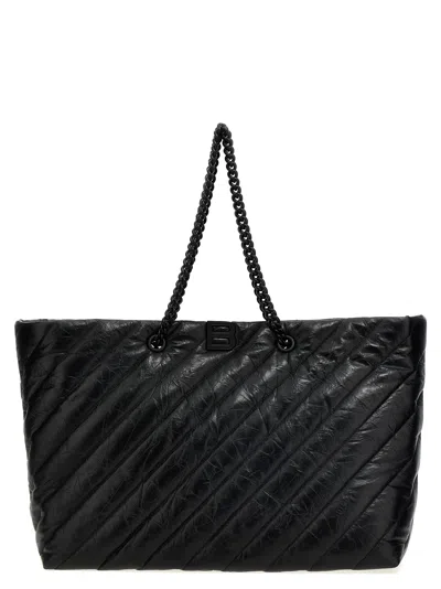 Balenciaga Crush Tote Bag In Black