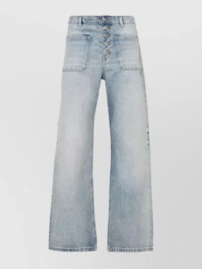 Courrèges Embroidered-logo Straight-leg Jeans In Blue