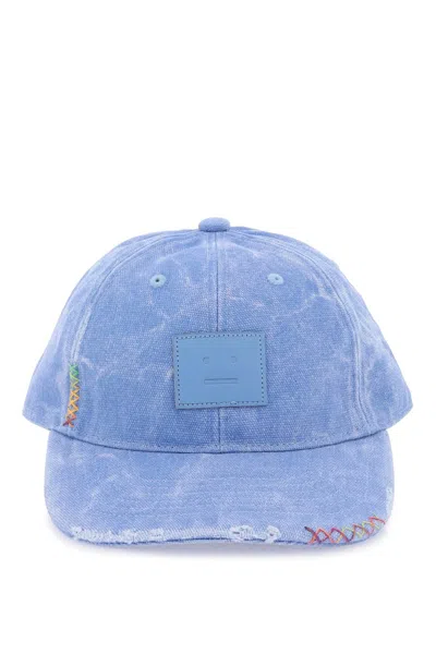 Acne Studios Baseball Cap With Face In Blue