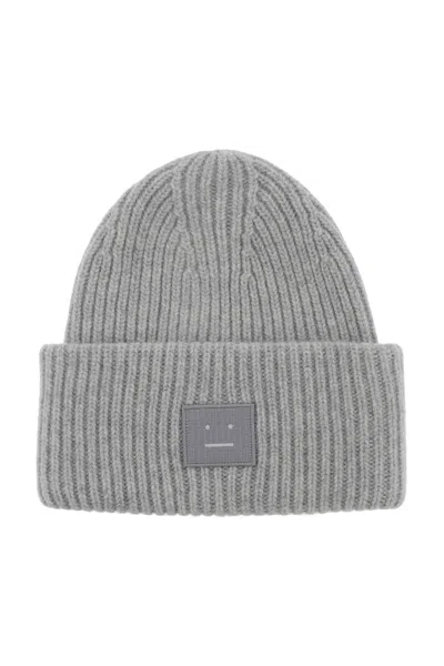 Acne Studios Woolen Face Beanie Hat In Gray