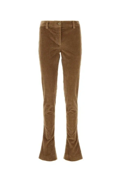 Dolce & Gabbana Flared Corduroy Trousers With Belt Loops In Brown