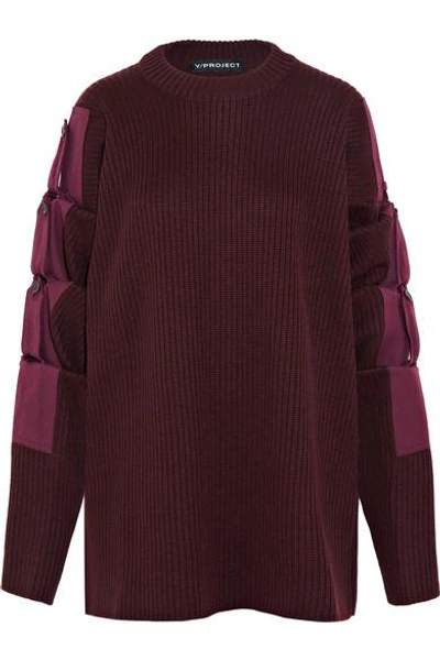 Y/project Oversized Cotton Canvas-trimmed Ribbed Wool Jumper