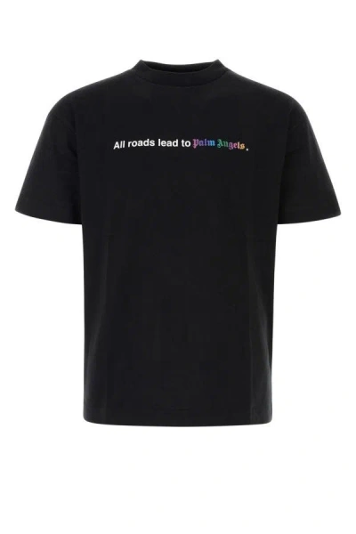 Palm Angels Logo-print Crew-neck T-shirt In Black