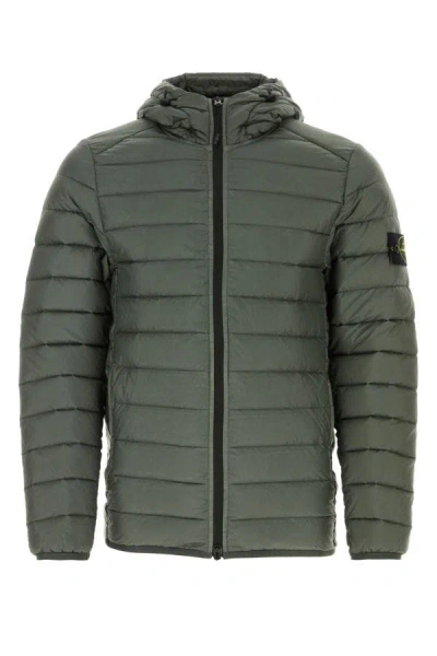Stone Island Packable Down Hooded Jacket In Recycled Nylon In Green