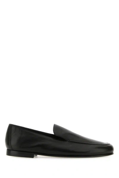 The Row Woman Black Leather Colette Loafers